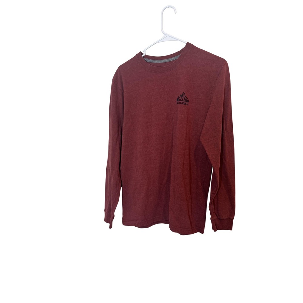 Patagonia Responsibili-Tee Shirt Mens Small Red Long Sleeve 1973 Logo Graphic
